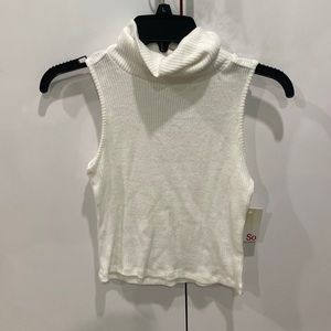 White polyester armless turtleneck